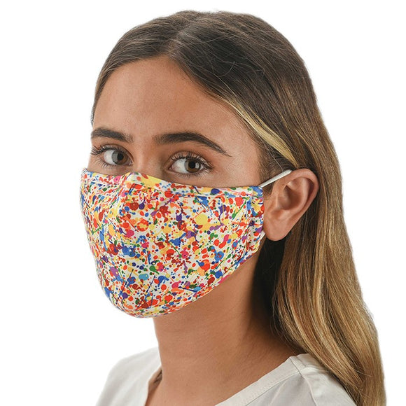 Snoozies! Multi Colour Splatter Print Unisex Adjustable Reusable Face Mask