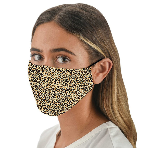 Snoozies! Leopard Print Adult Adjustable Washable Reusable Face Mask Covering