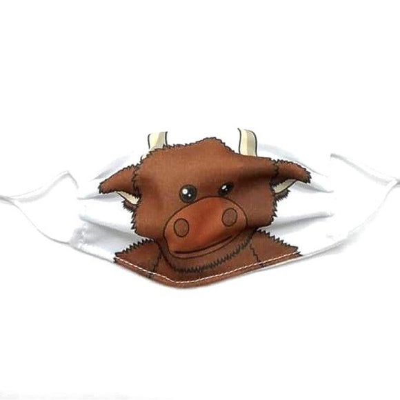 Jomanda Childrens Pack of 2 Reusable Washable Scottish Highland Cow Coo Face Mask Covering