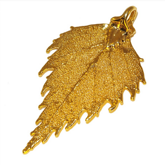 Two Skies Ltd Stunning Gold Plated Birch Leaf Necklace Pendant - Small
