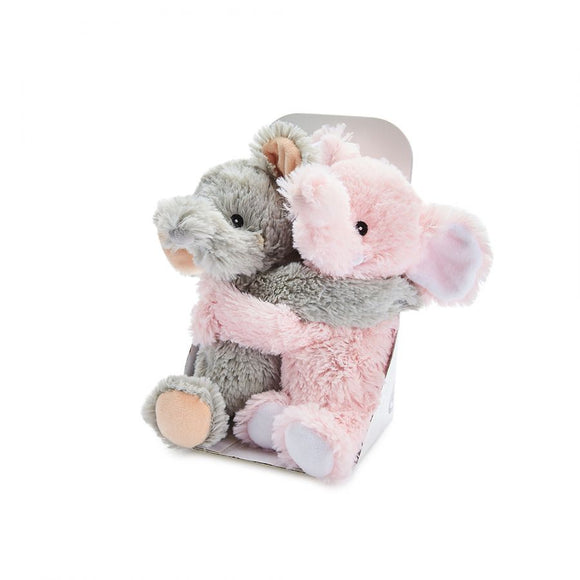 Plush 9 Inch Pair Of Elephant Hugs Duo Soft Lavendar Scented Microwavable Heatable Cuddly Teddy