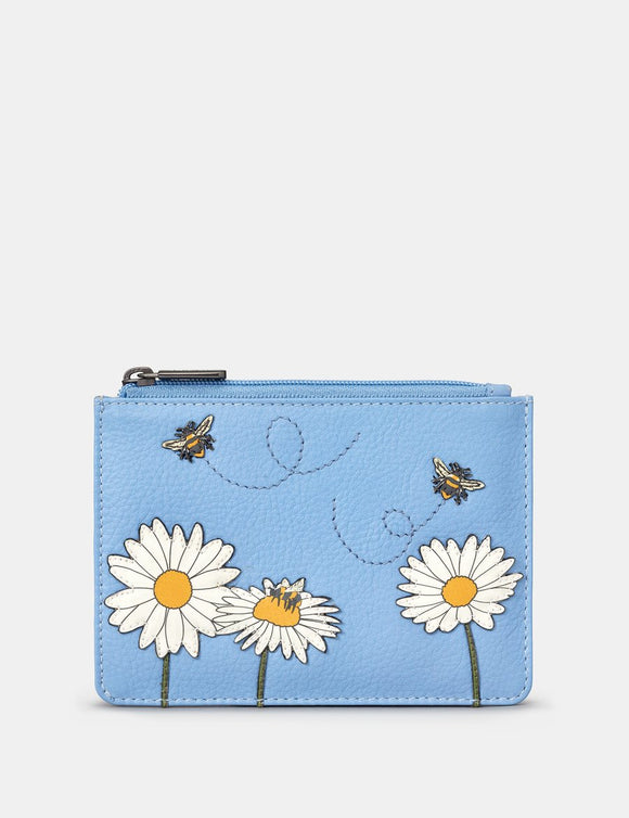 Yoshi Blue Leather Zip Top Buzzy Bumble Bee Ladies Purse Wallet