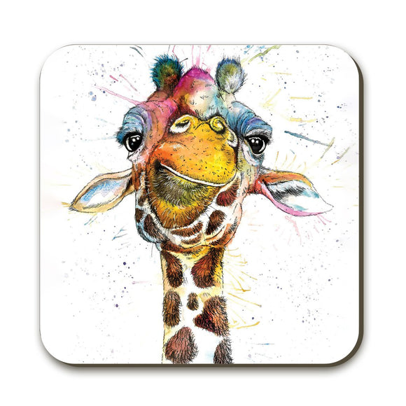 Wraptious Katherine Williams Splatter Coaster Rainbow Giraffe Table Mat