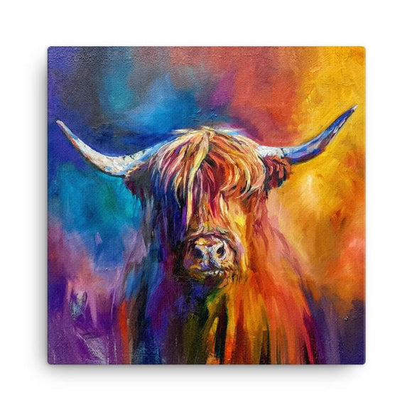 Wraptious Sue Gardner Harris Scottish Highland Cow Coo Mini Canvas