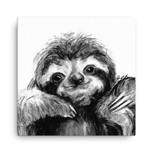 Wraptious Bex Williams Black & White Sloth Mini Canvas