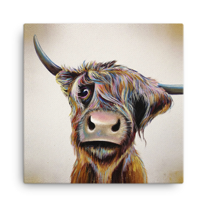 Wraptious Adam Barsby A Bad Hair Day Scottish Highland Cow Coo Mini Canvas