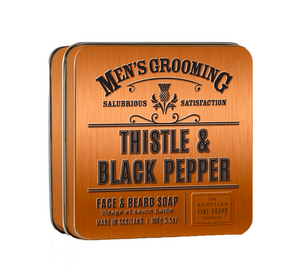 Scottish Fine Scented Soap for Face and Beard Mens Grooming - Thistle and Black Pepper