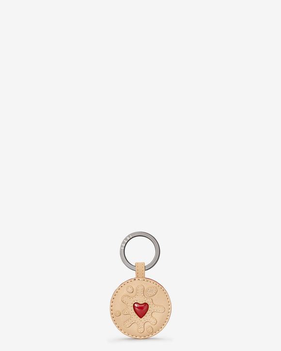 Yoshi Nappa Leather Jammy Jammie Dodger Biscuit Keyring