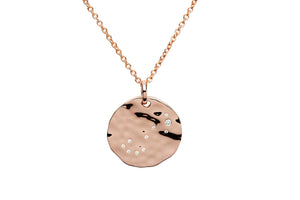 Unique & Co Hammered Sterling Silver Rose Gold Plated & Cubic Zirconia Zodiac Constellation Scorpio Birthday Necklace Pendant