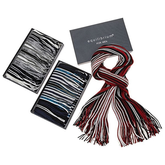 Equilibrium Gents Striped Scarf With Gift Box Assorted Colours