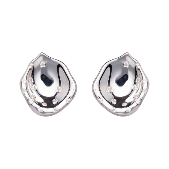 Unique & Co Sterling Silver Hammered Diamante Stud Earrings