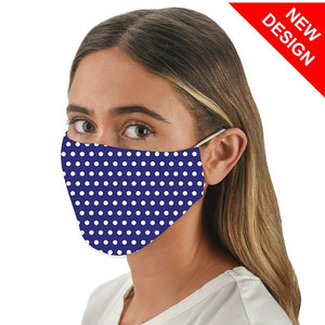 Snoozies! Blue Spot Dotty Marine Print Adult Adjustable Washable Reusable Face Mask Covering