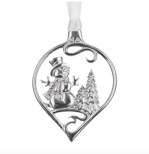 Stunning Polished Pewter Silver Christmas Tree Decoration Hanger Bauble Snowman