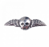 Stunning Scottish Pewter Clutch Pin - Winged Skull