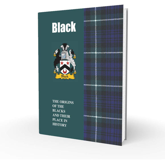 Lang Syne Scottish Clan Crest Tartan Information History Fact Book - Black