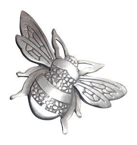 Stunning Large Brushed Pewter Buzzy Bumble Bee Plaid Sash Brooch - Made in Scotland