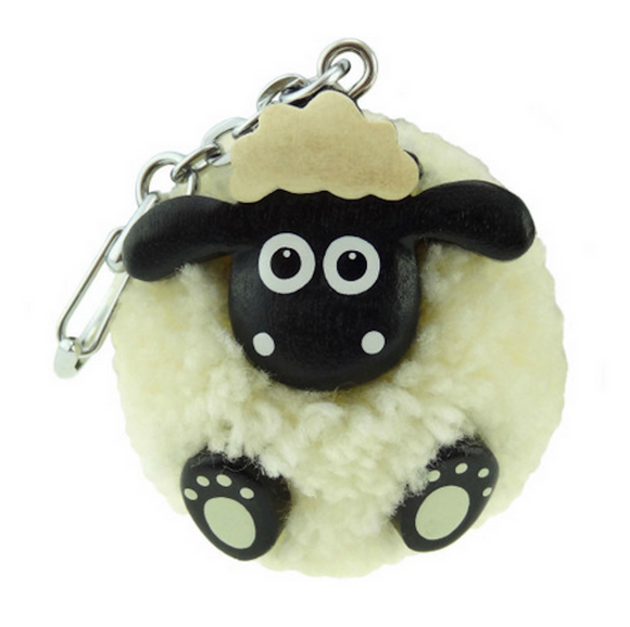 White Fluffy Pom Pom Sheep Lamb Key Chain Ring Charm