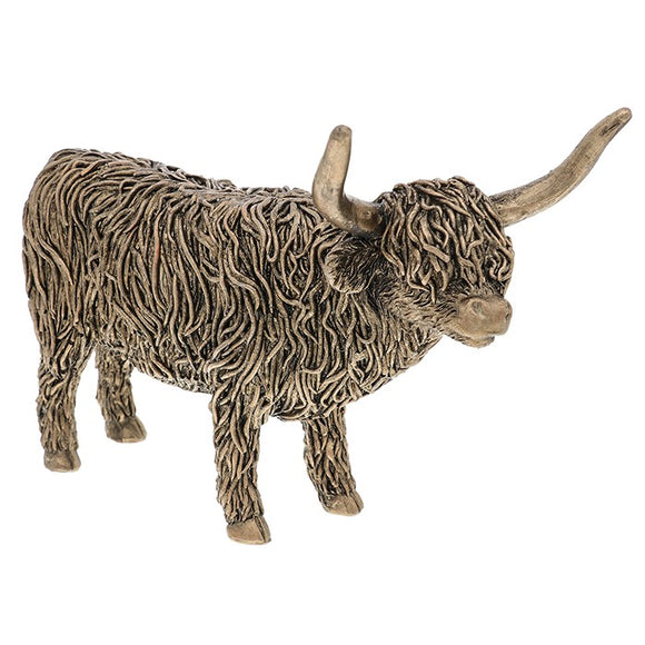 Standing Bronze Highland Cow Coo Ornament Figurine