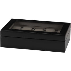 Mele & Co Black Wooden 10 Piece Lockable Watch Storage Box