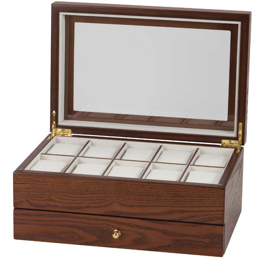Dark Beech Finish 10 Watch Storage Box