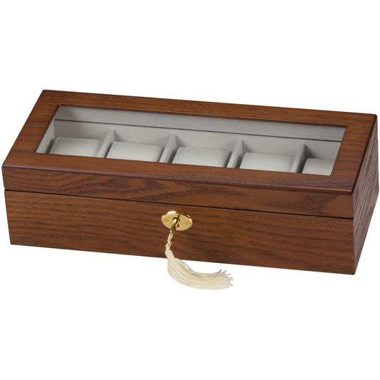 Dark Beech Finish 5 Watch Storage Box