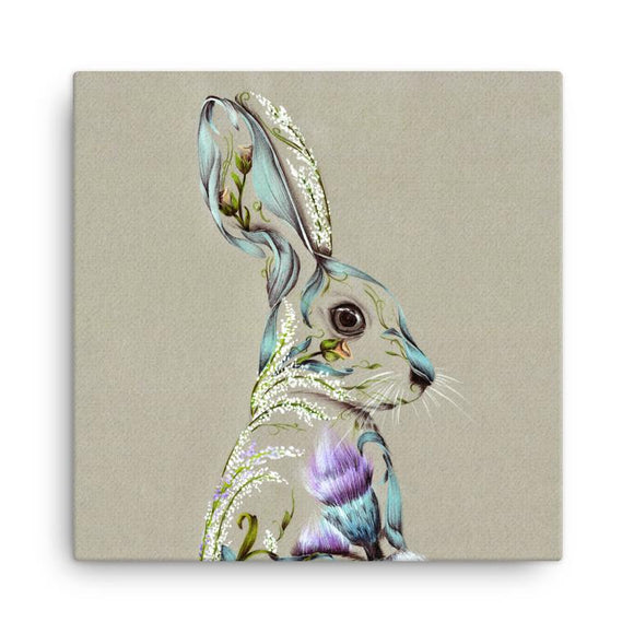 Wraptious Kat Baxter Sage Green Rustic Hare Large Canvas