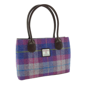 Glen Appin Of Scotland Harris Tweed Cassley Pink Purple Tartan Check Ladies Tote Grab Handbag Purse