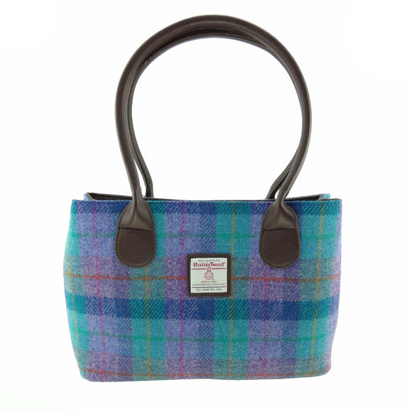 Glen Appin Of Scotland Harris Tweed Cassley Green Purple Tartan Check Ladies Tote Grab Handbag Purse