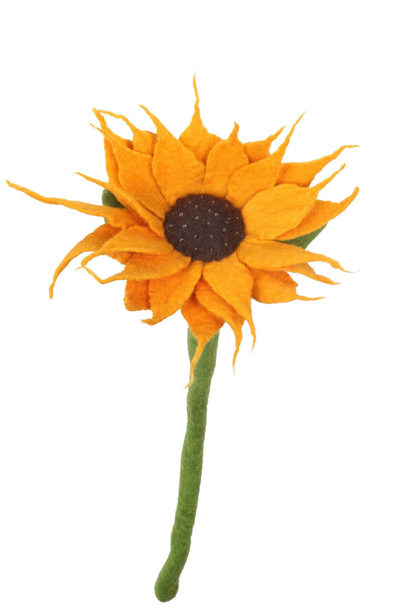 Sustainable Fair Trade Handmade Felted Orange Single Stem Sunflower