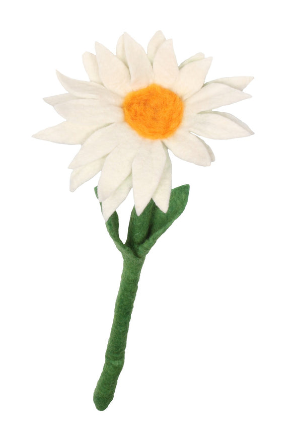 Sustainable Fair Trade Handmade Felted White Single Stem Daisy