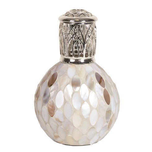 White Cream Mother Of Pearl Floral Mosaic Fragrance Lamp