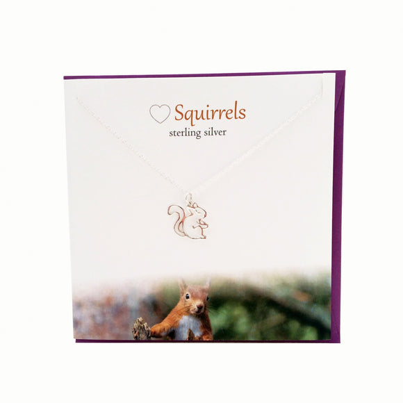 The Silver Studio Scotland Super Cute Squirrel Sterling Silver Necklace Pendant Card & Gift Set