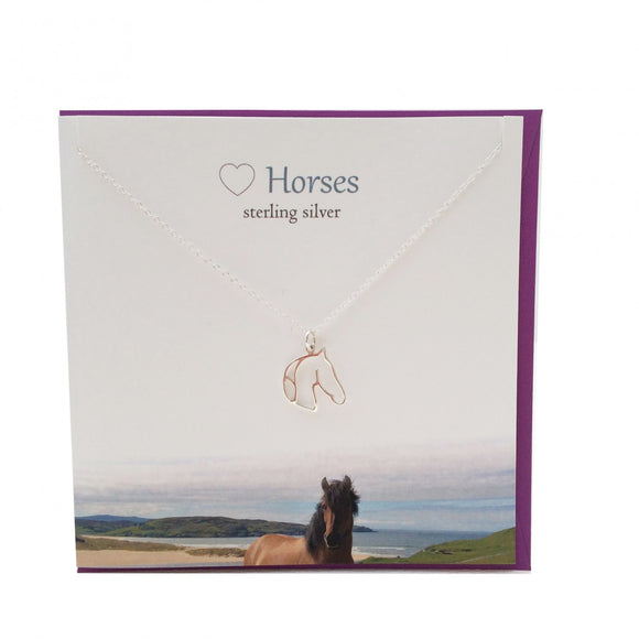 The Silver Studio Scotland Horse Pony Sterling Silver Necklace Pendant Card & Gift Set