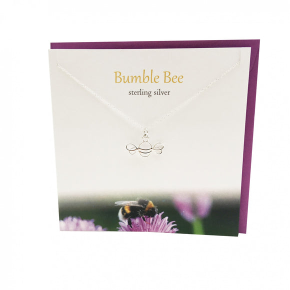 The Silver Studio Scotland Buzzy Bumble Bee Sterling Silver Necklace Pendant Card & Gift Set