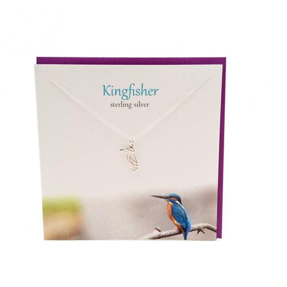 The Silver Studio Scotland Kingfisher Sterling Silver Necklace & Pendant Card & Gift Set