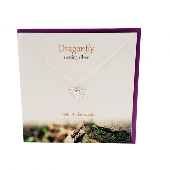 The Silver Studio Scotland Dainty Dragonfly Sterling Silver Necklace & Pendant Card & Gift Set