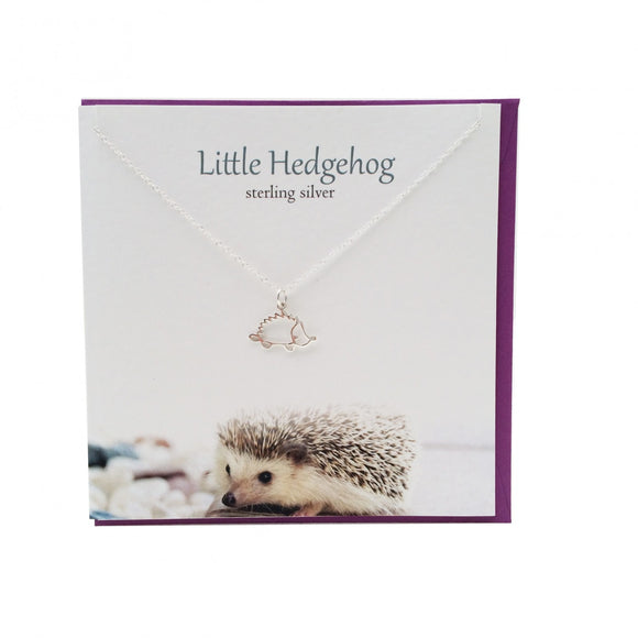 The Silver Studio Scotland Super Cute Hedgehog Sterling Silver Necklace & Pendant Card & Gift Set