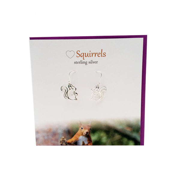 The Silver Studio Scotland Super Cute Squirrel Sterling Silver Dangle Drop Earrings Card & Gift Set