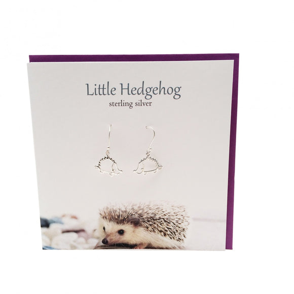 The Silver Studio Scotland Super Cute Little Hedgehog Sterling Silver Dangle Drop Earrings Card & Gift Set