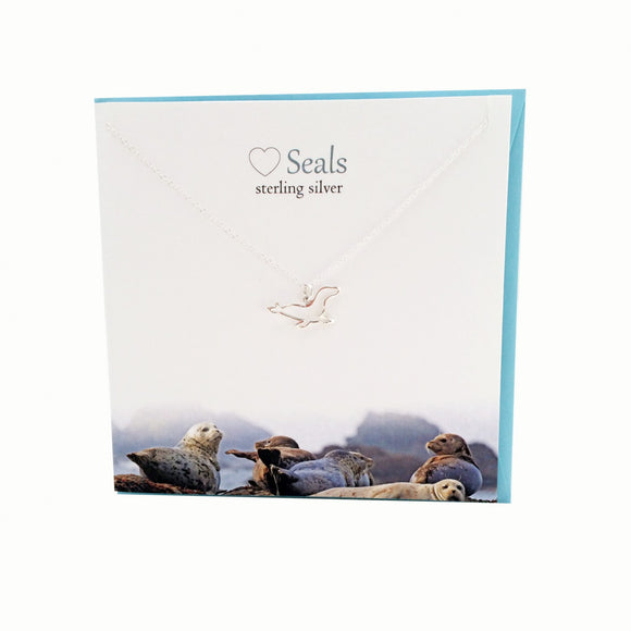 The Silver Studio Scotland Super Cute Seal Sterling Silver Necklace & Pendant Card & Gift Set