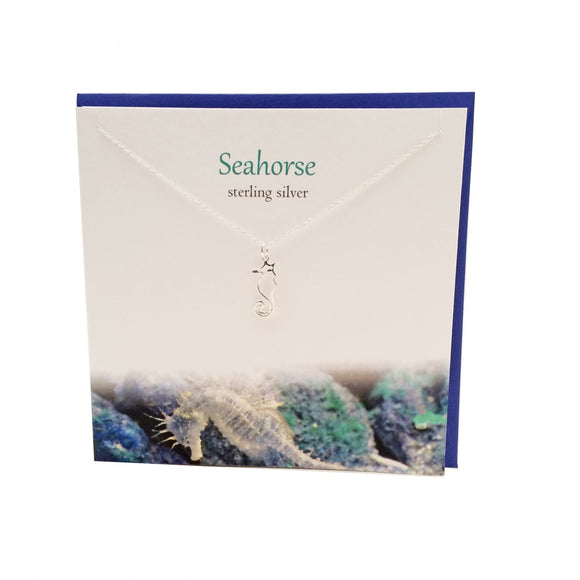 The Silver Studio Scotland Seahorse Sterling Silver Necklace & Pendant Card & Gift Set