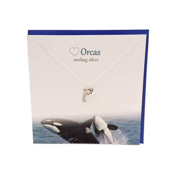 The Silver Studio Scotland Orca Whale Sterling Silver Necklace & Pendant Card & Gift Set