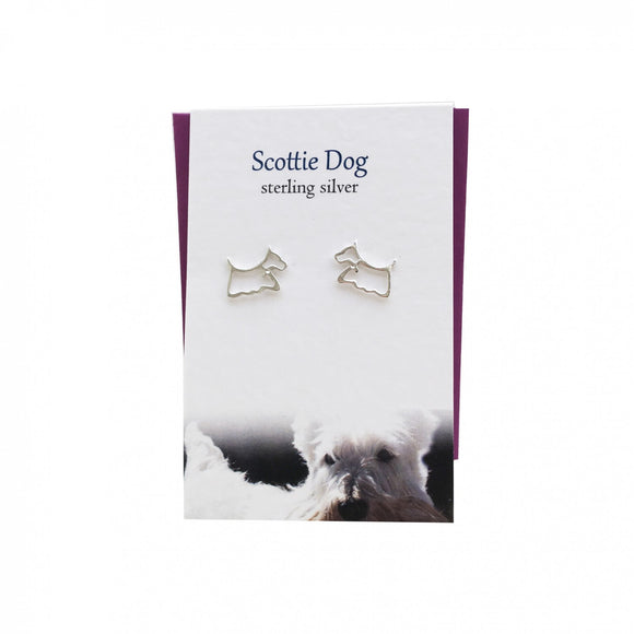 The Silver Studio Scotland Scottie Dog Terrier Sterling Silver Stud Earrings Card & Gift Set