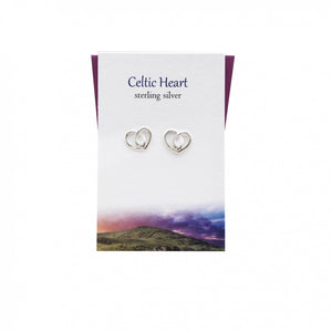The Silver Studio Scotland Celtic Knotwork Love Heart Sterling Silver Stud Earrings Card & Gift Set