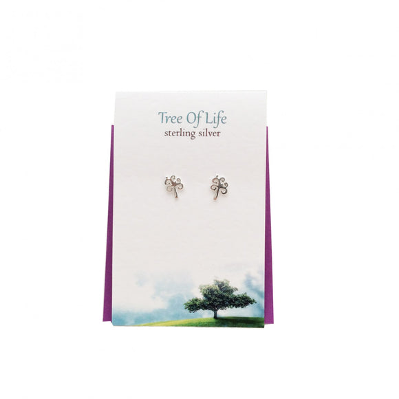 The Silver Studio Scotland Celtic Tree Of Life Sterling Silver Stud Earrings Card & Gift Set