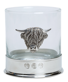 Pair Of Stunning Pewter Scottish Highland Cow Coo Whisky Tumblers Whiskey Glasses In Presentation Box