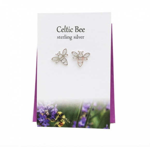 The Silver Studio Scotland Scottish Celtic Bee Stud Earrings Card & Gift Set