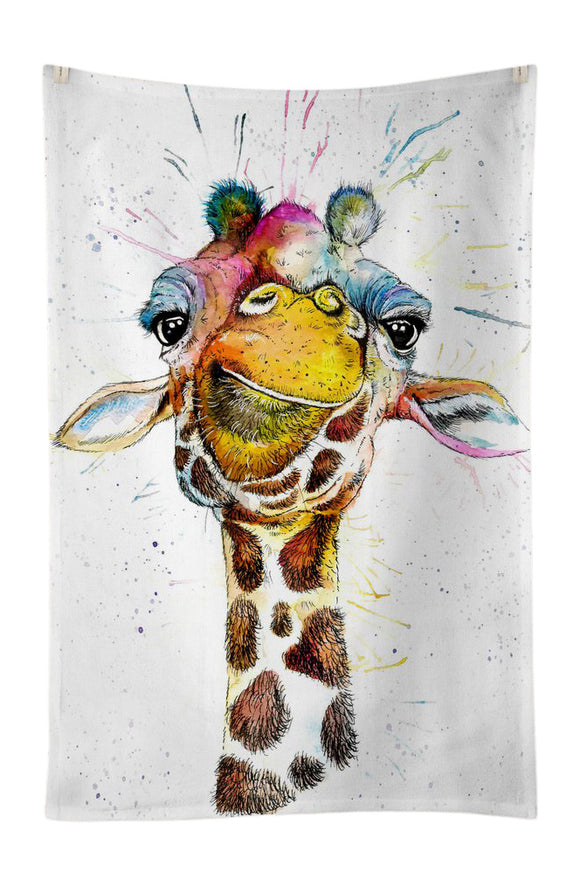 Wraptious Katherine Williams Cute Splatter Giraffe Cotton Kitchen Tea Towel
