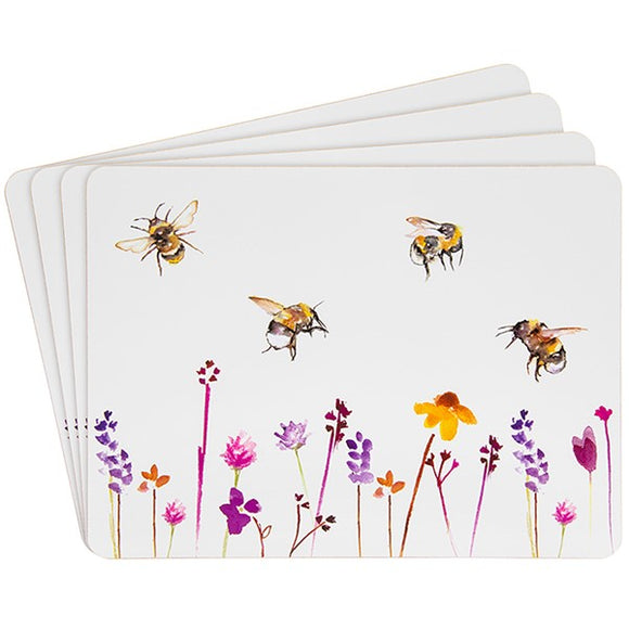 Busy Bumble Bees Rectangular Table Mat Coaster Set Of 4