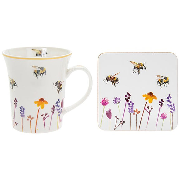 Busy Bumble Bees Mug And Coaster Set